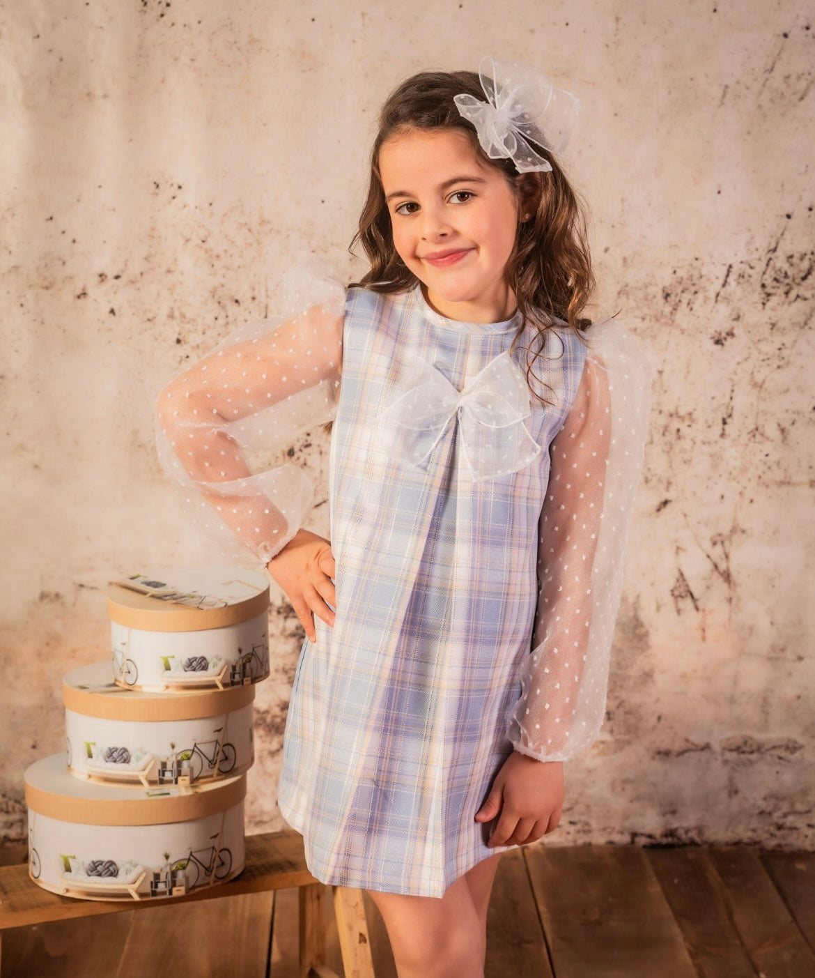 Babine AW24 girls blue shimmer dress