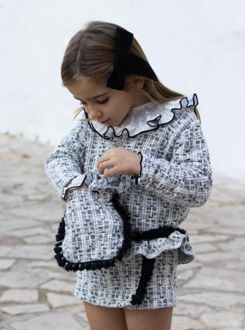 Calamaro AW25 tweed skort blouse & jacket set