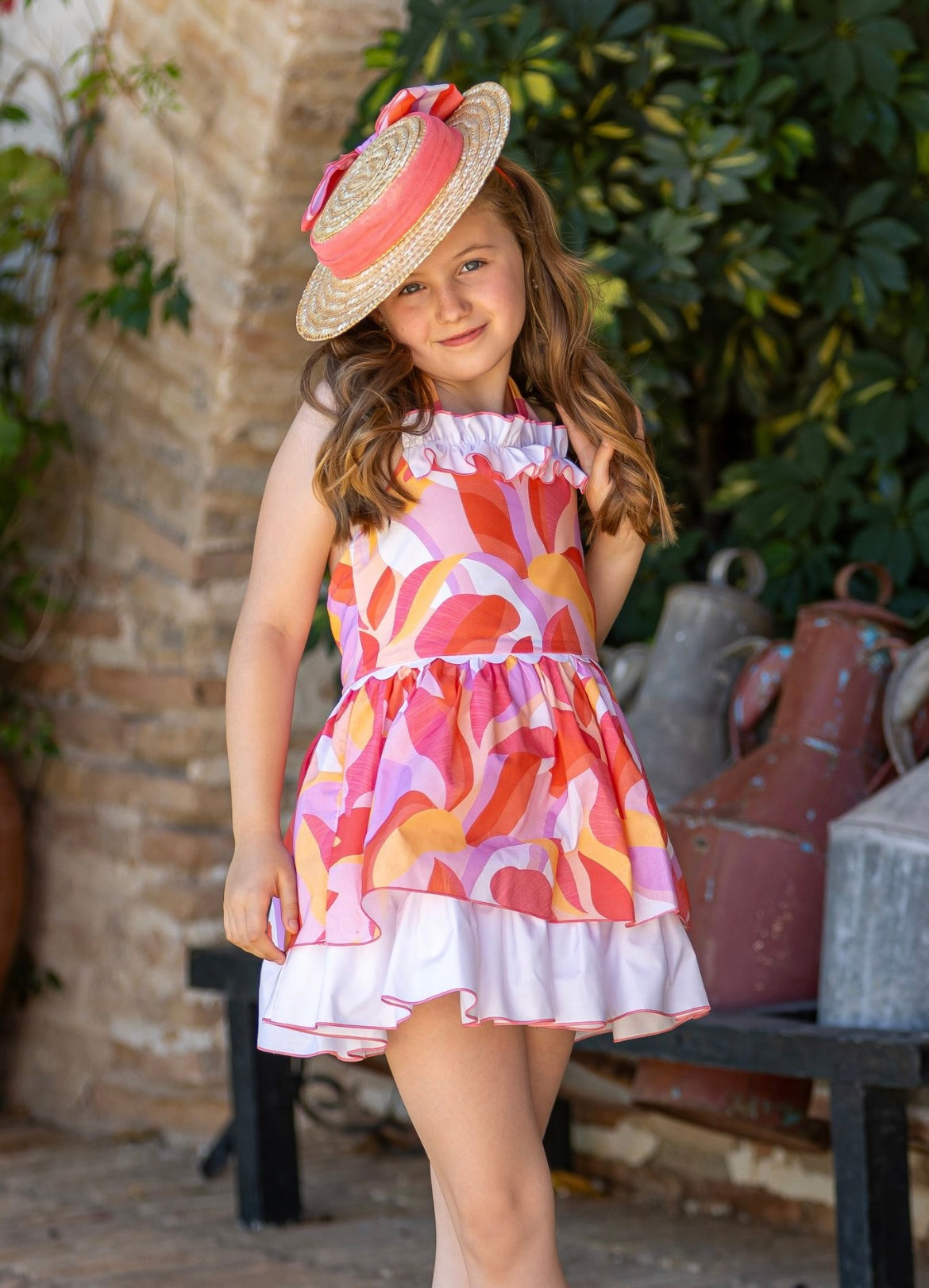 Babine SS25 “coral and orange” print dress