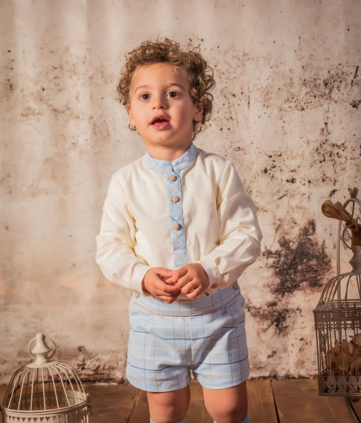 Babine AW24 boys blue check short set