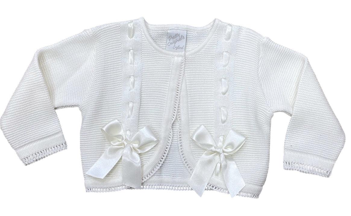 Pretty Originals ivory cardigan with bow details