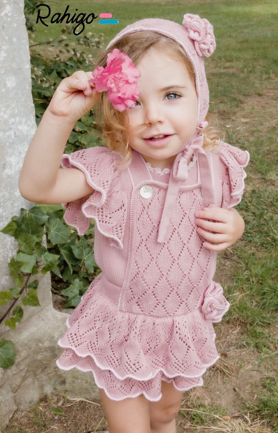 Rahigo ss25 romper set “dusky pink” (bonnet sold separate)