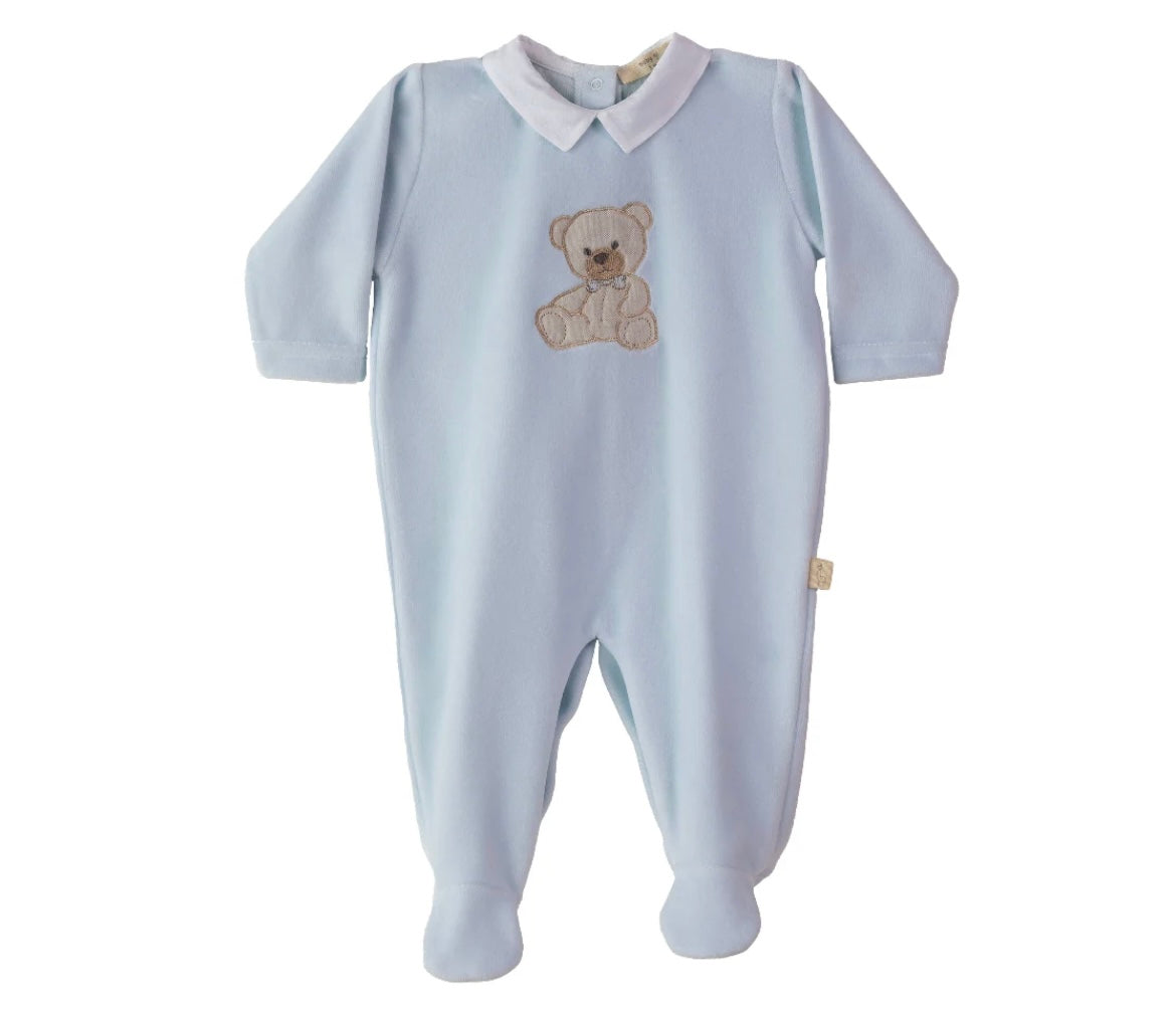 Baby Gi SS25 blue cotton sweet Teddy babygrow