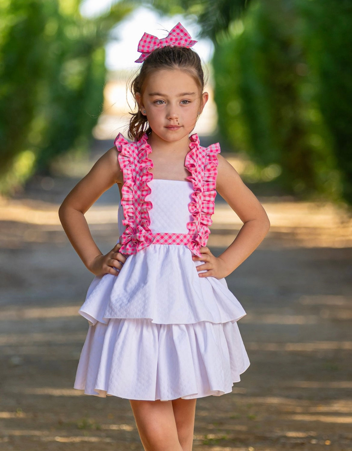 Babine SS25 neon pink/white dress