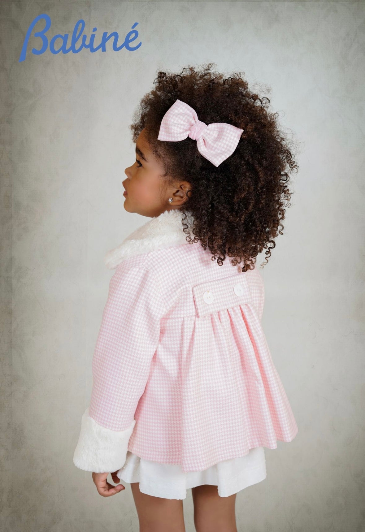 Babine Girls A/W pink dogtooth coat