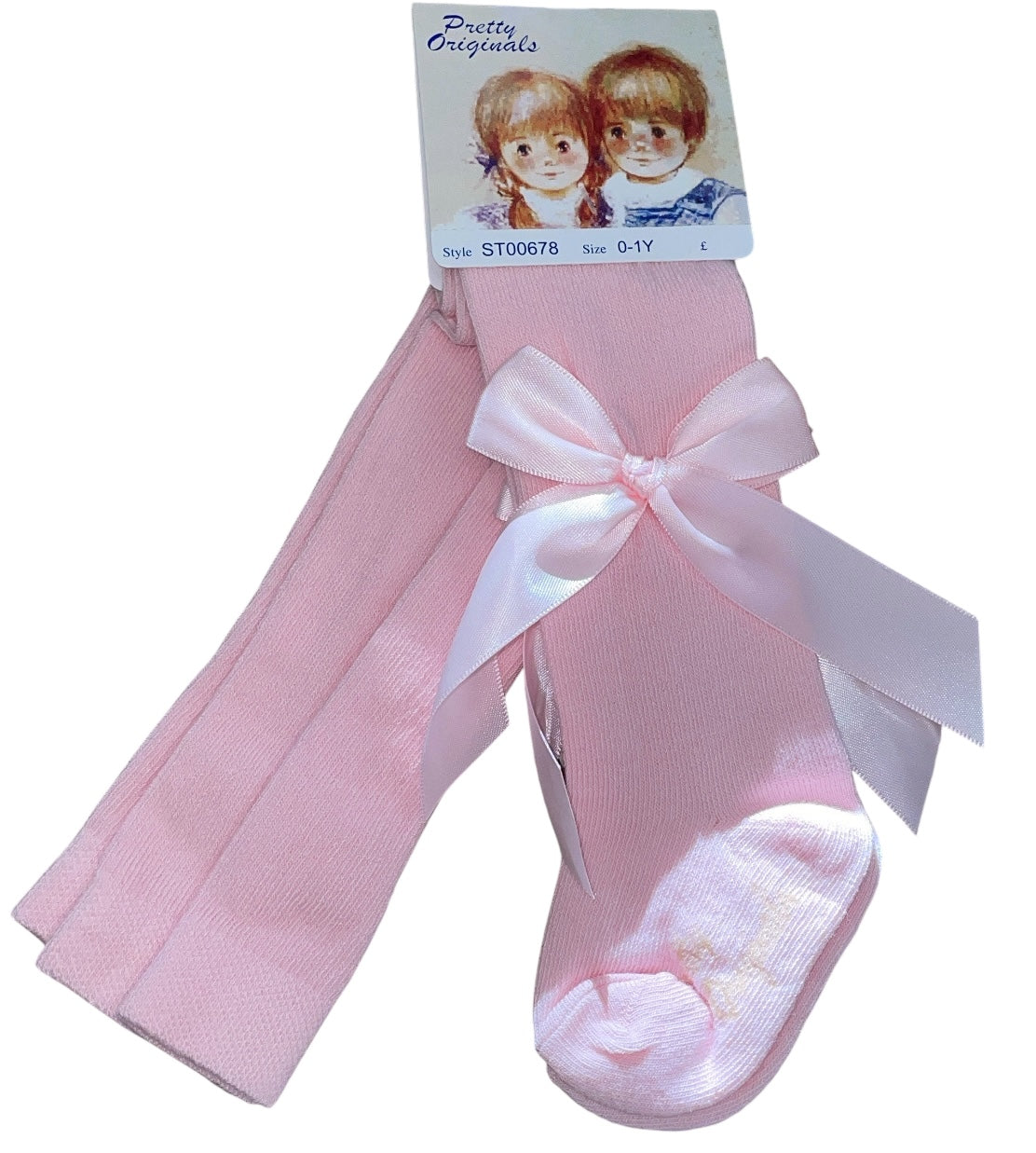 Pretty Originals tights in pink with bow