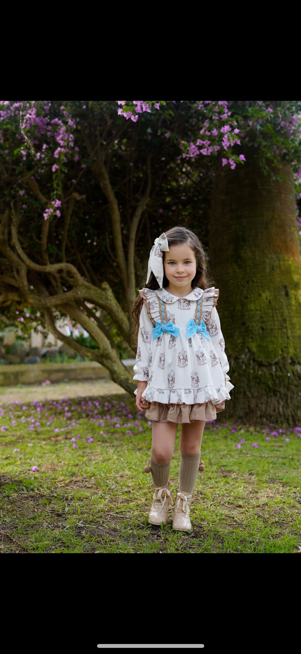 Babine Girls A/W girls carousel dress with blue detail