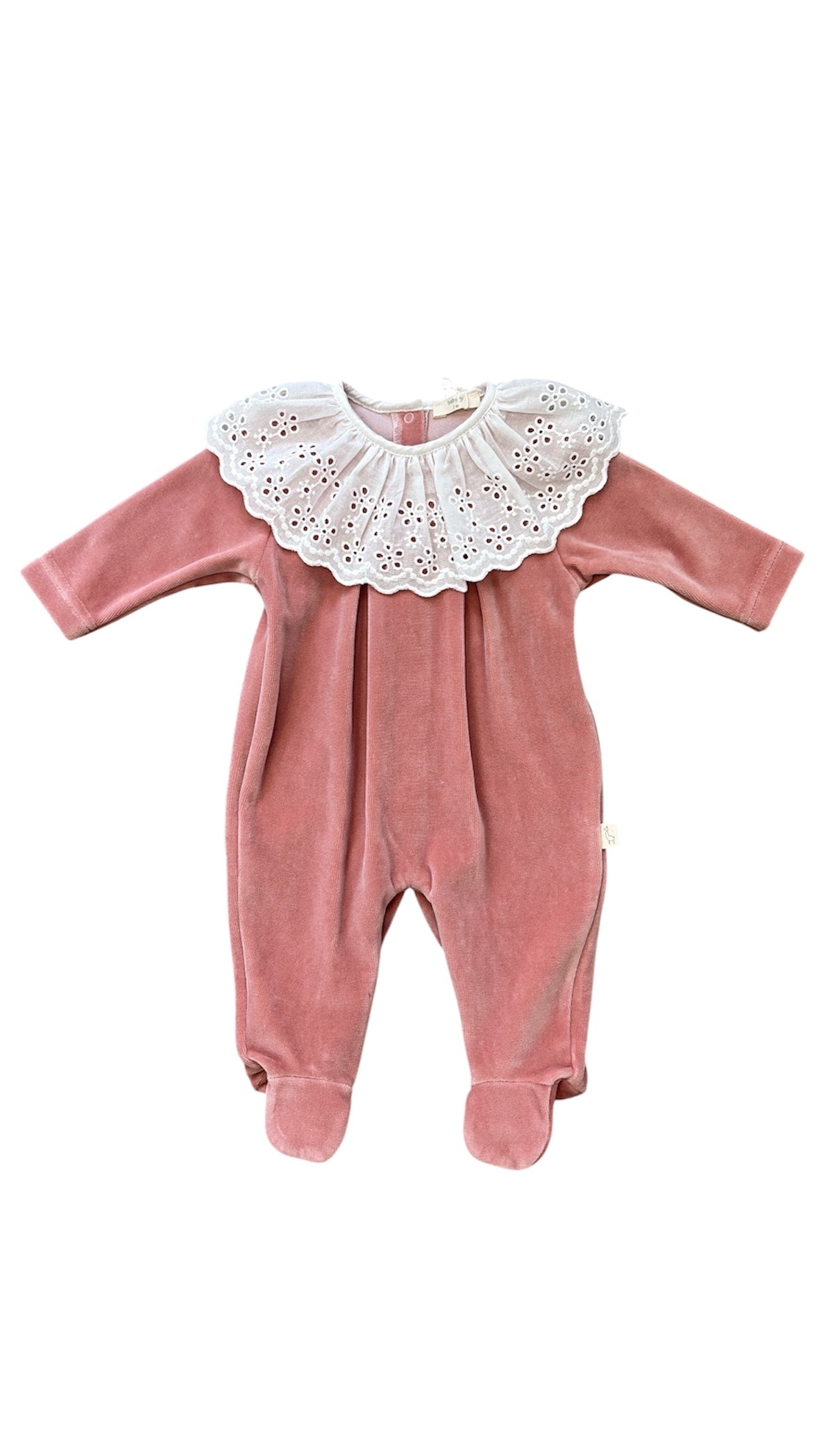 Baby Gi old Rose velour babygrow