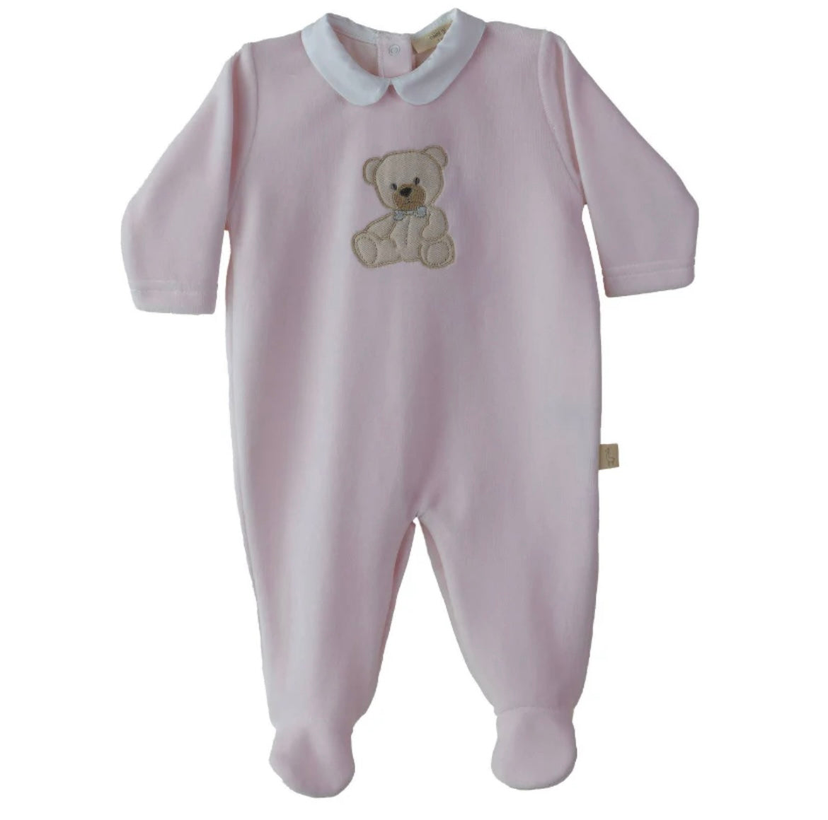 Baby Gi teddy pink velour babygrow