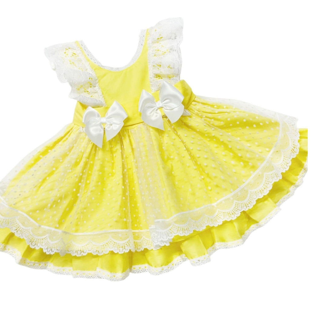 Girls yellow puff ball dress