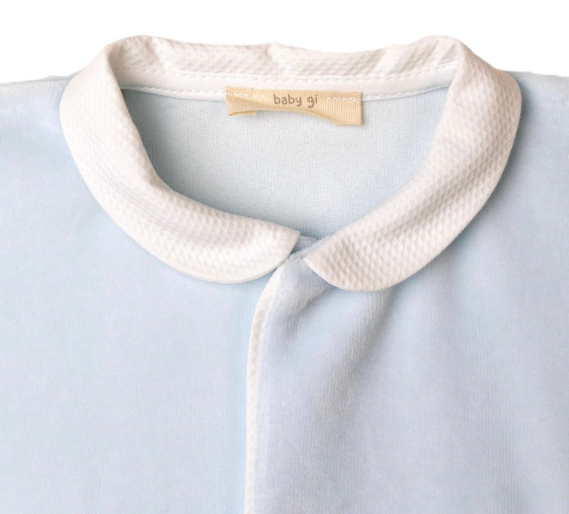 Baby Gi angel wing velour babygrow in blue