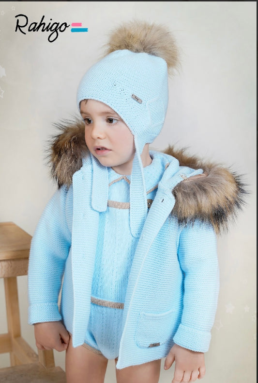 RAHIGO blue coat with fur