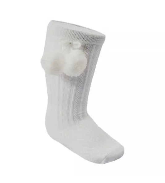 White Pom Pom socks