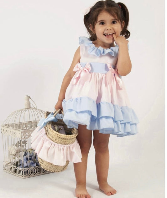 Sonata Baby Pink and Baby blue puffball dress with matching bag