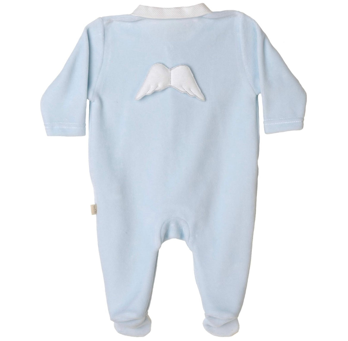 Baby Gi angel wing velour babygrow in blue