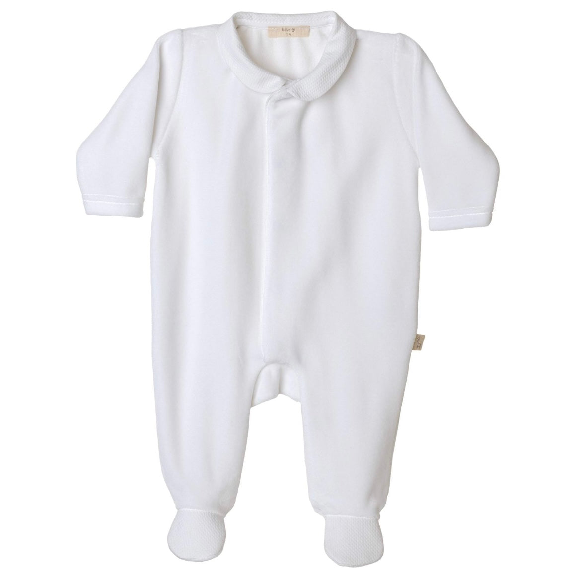 Baby Gi angel wings velour babygrow in white