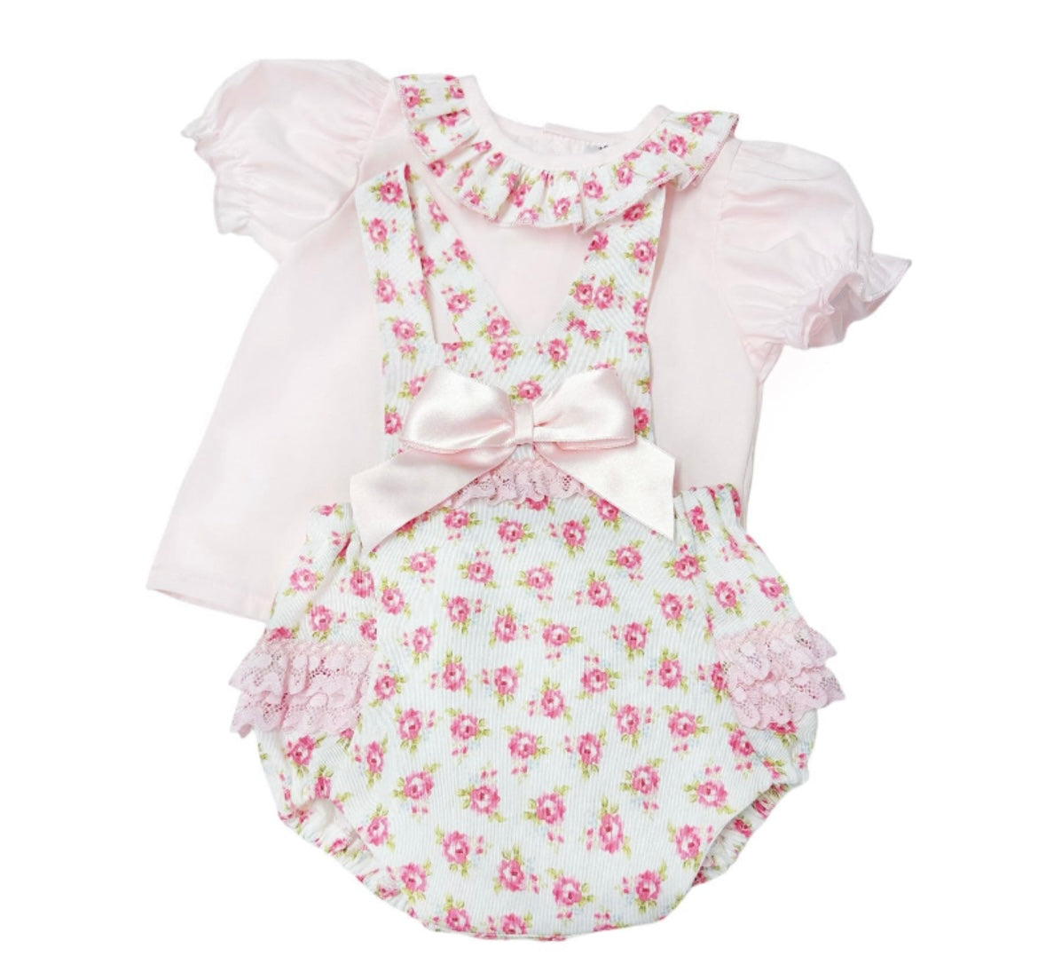 Wee me baby girl floral romper with shirt