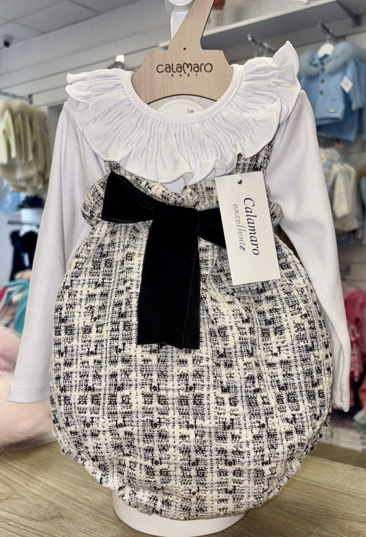 Calamaro AW25 tweed romper & blouse set