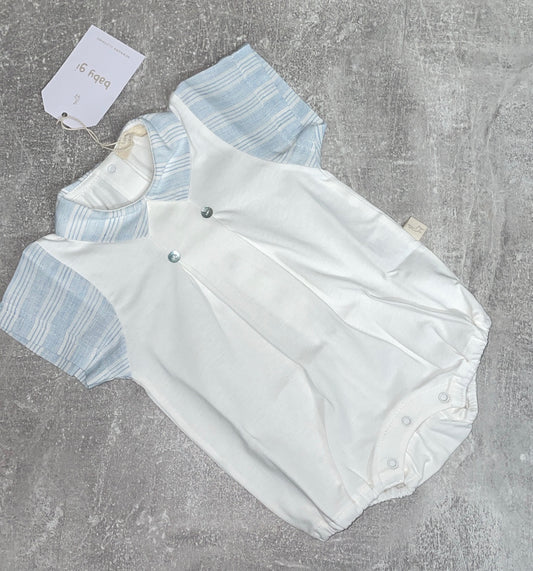 Baby Gi white and baby blue romper