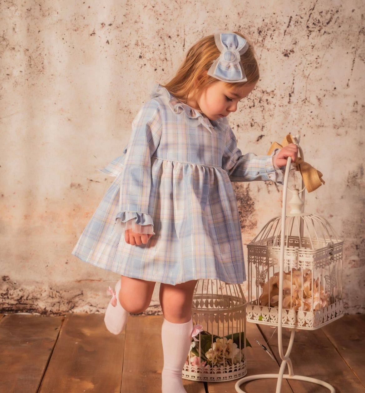 Girls Babine blue shimmer dress