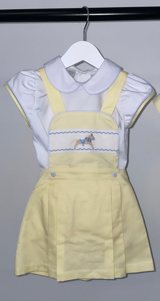 Girls pretty originals yellow and white dress with matching bloomer pants