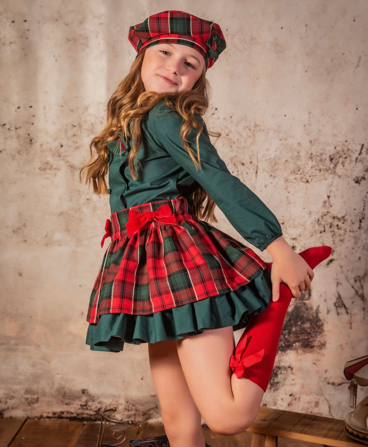 Babine girls tartan skirt and shirt set