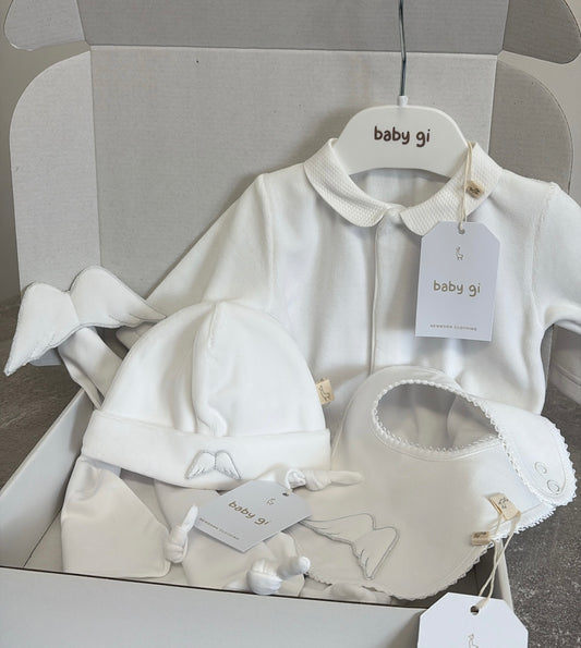 Baby Gi white velour wings set