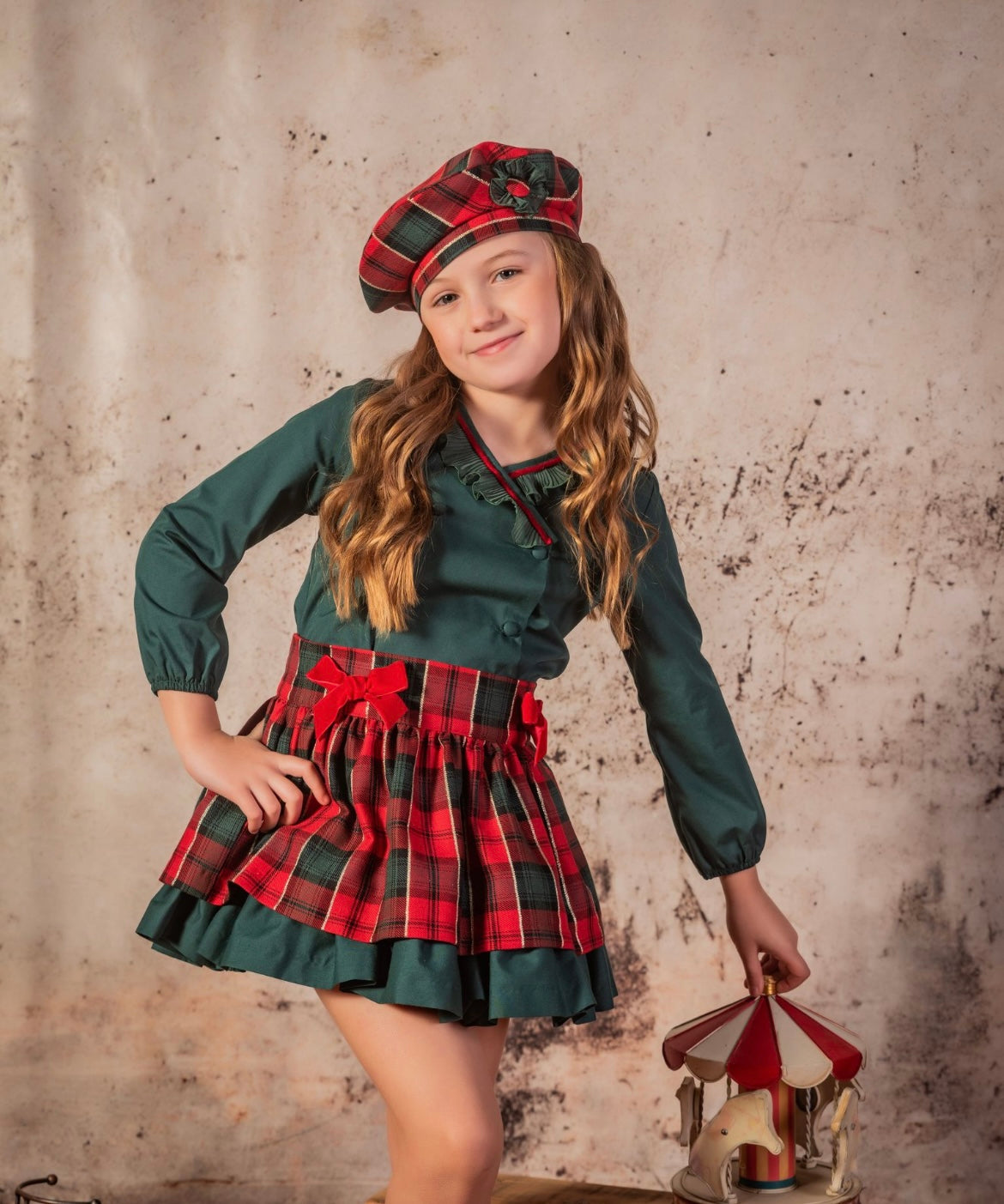 Babine girls tartan skirt and shirt set