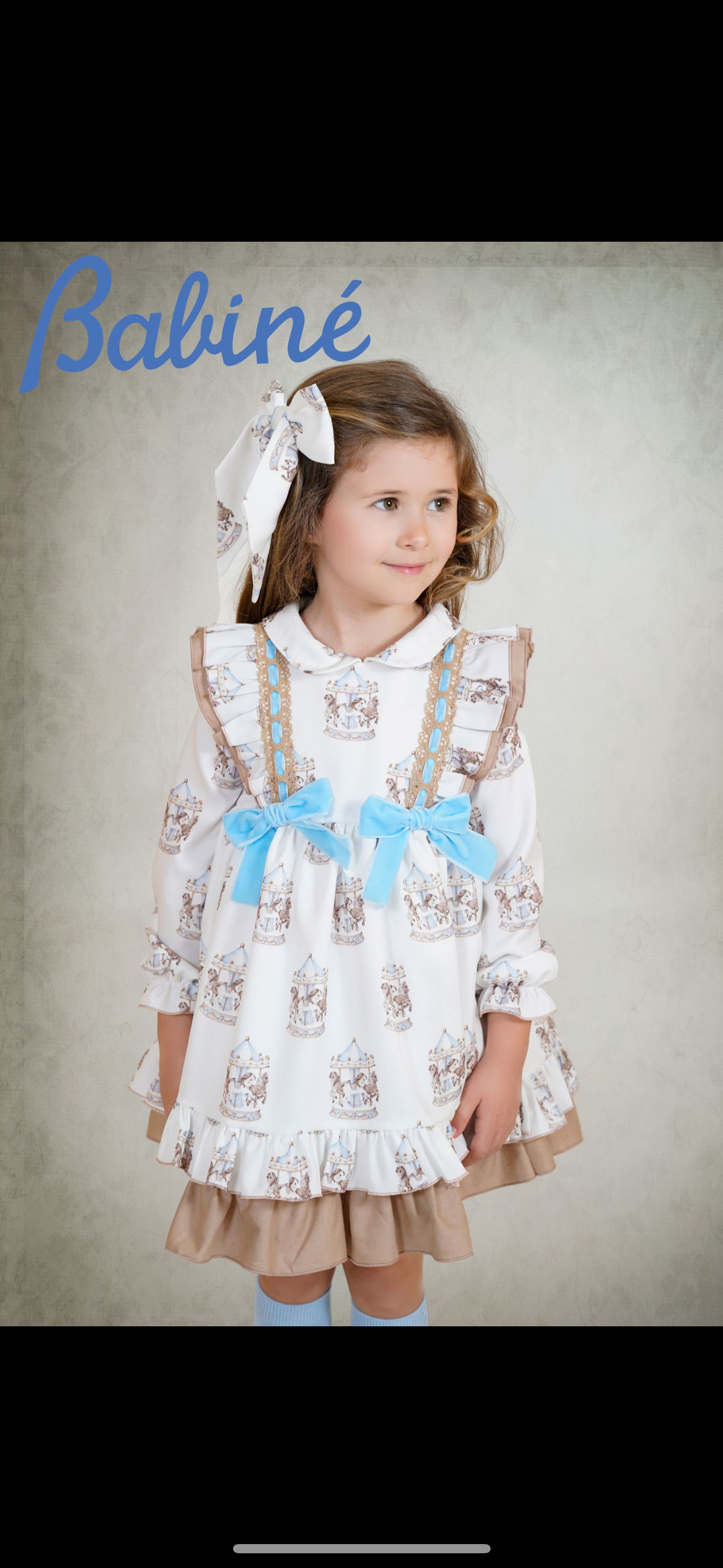 Babine Girls A/W girls carousel dress with blue detail