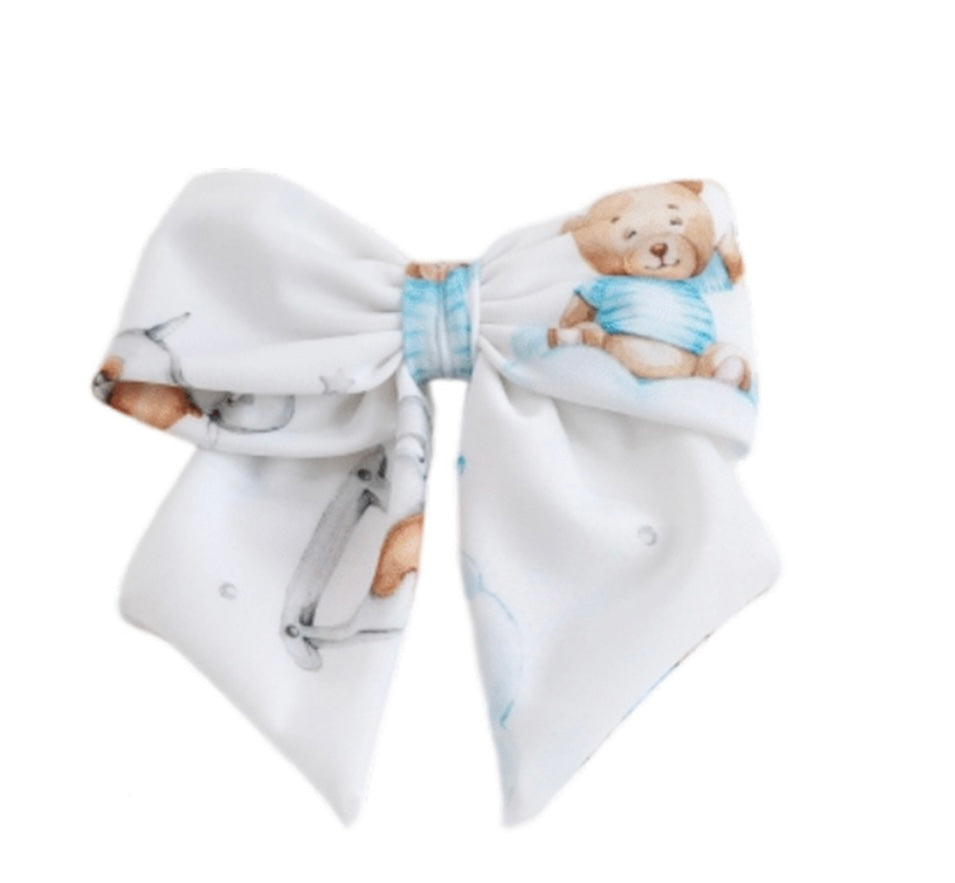 Meia Pata hair bow teddybear print