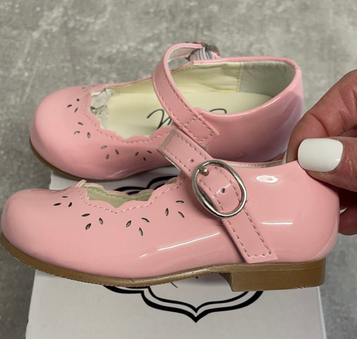 Girls pink Mary Jane style shoes with buckle