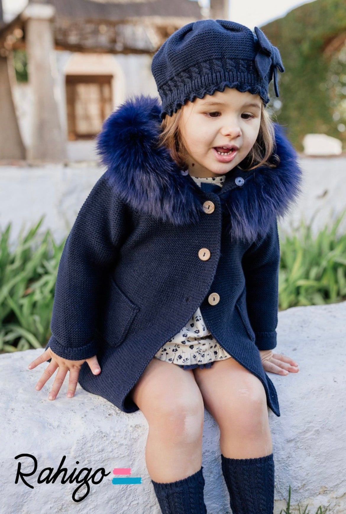 Rahigo girls long fur hooded coat (small made)