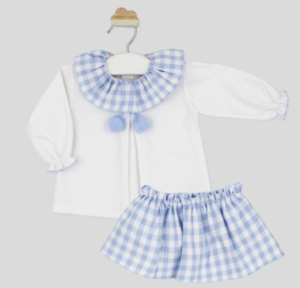 Rapife blouse and skort set (blue check)