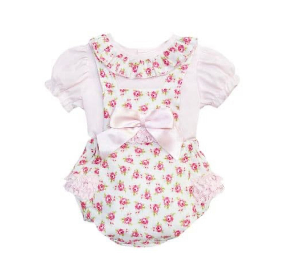 Wee me baby girl floral romper with shirt