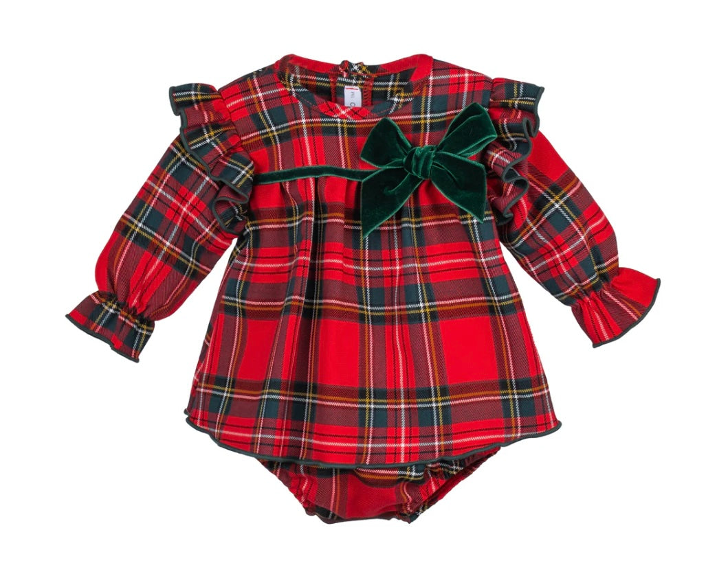 Calamaro girls tartan dress set