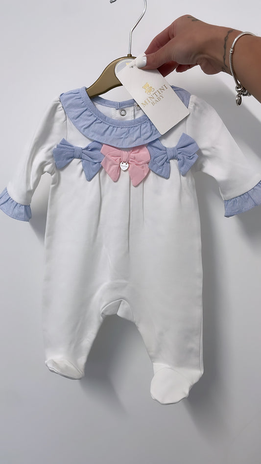 Mintini babygrow pink and blue bows