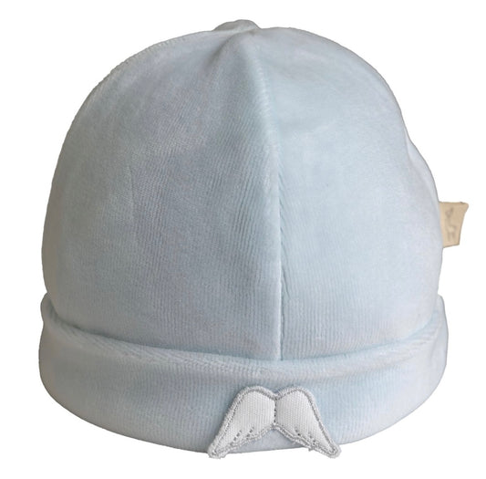 Baby Gi angel wings velour beanie  in blue