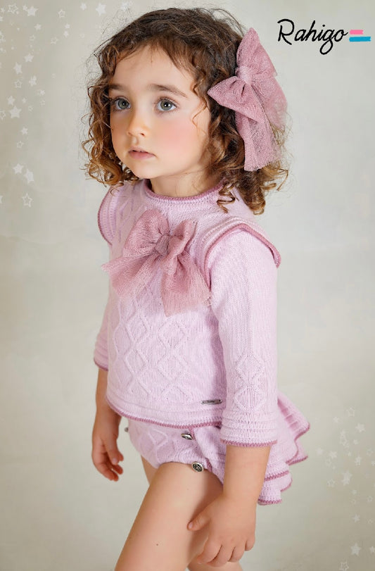 Rahigo Tull hair bow in dusky pink