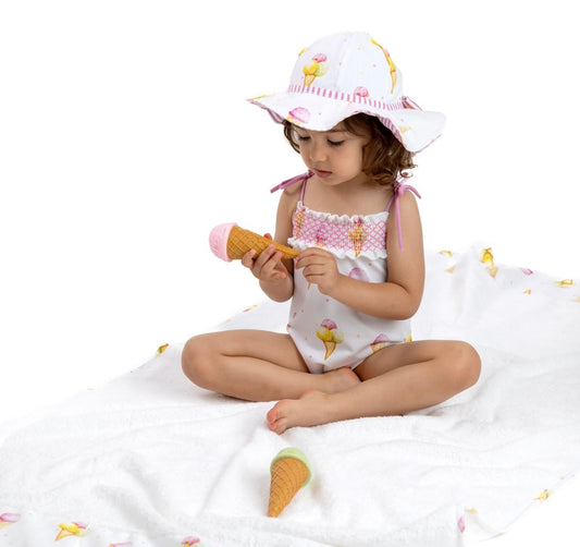 Meia Pata Mezcala swimsuit (ice cream print) summer hat sold separately