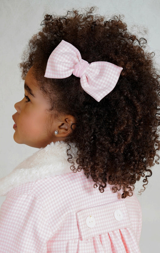 Babine Girls pink dogtooth hair bow