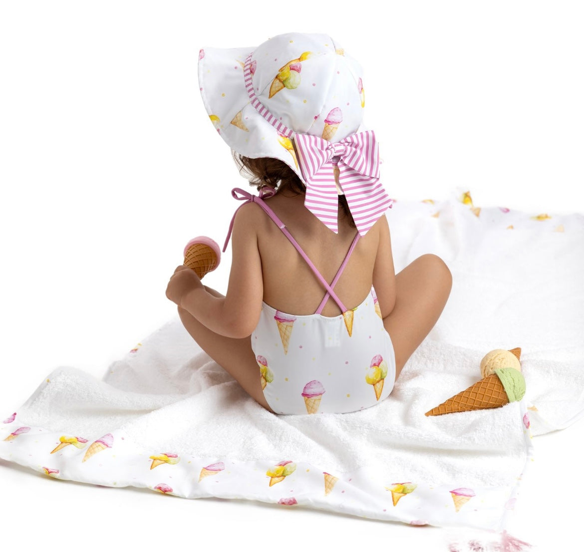 Meia Pata Mezcala swimsuit (ice cream print) summer hat sold separately