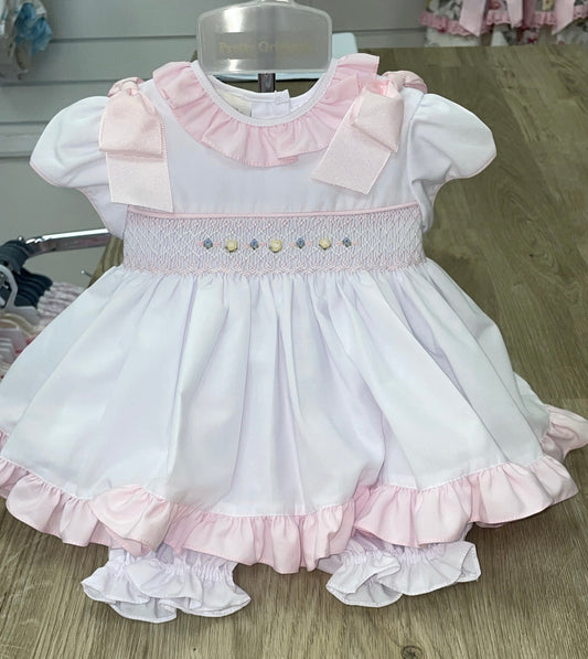 Baby Girl pretty originals smocked bloomer dress set with matching headband