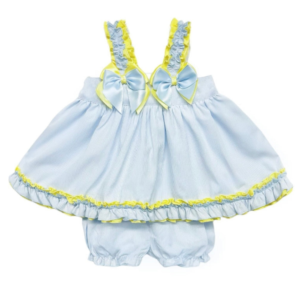 Blue with yellow bow sun dress with bloomers