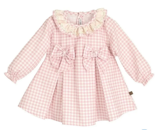 Calamaro AW25 girls gingham bow dress