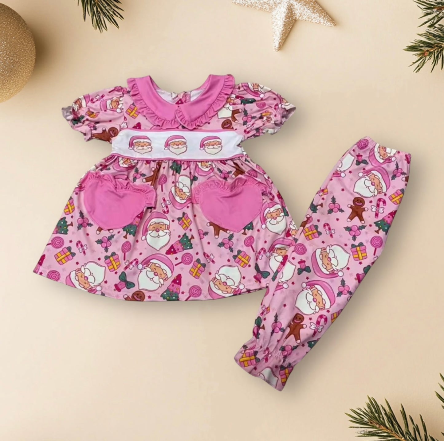 Girls and woman’s Christmas smocked pyjamas