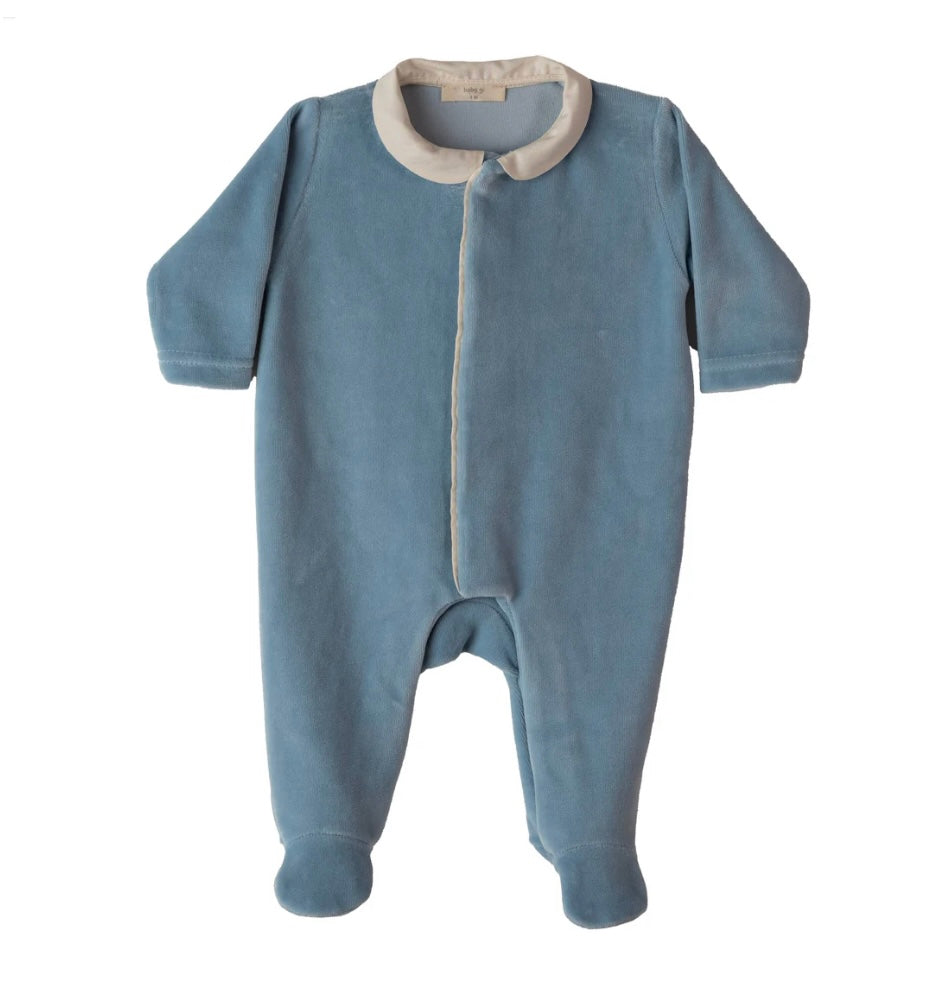 Baby Gi stone blue wings Velour Babygrow