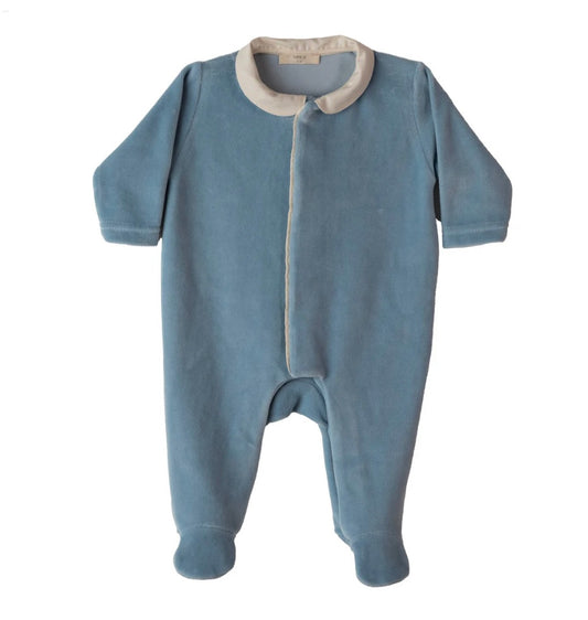 Baby Gi stone blue wings Velour Babygrow