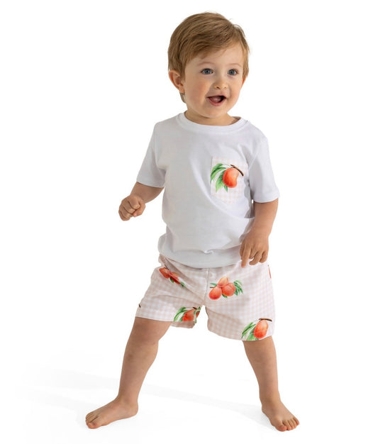 Meia Pata SS25 PEACHES boys swim shorts and t shirt set