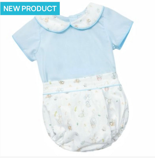 Wee me boys blue bunny print pants set