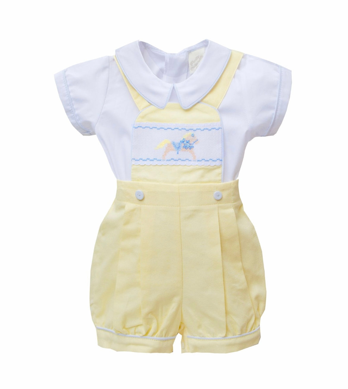 Pretty originals Boys yellow rocking horse dungarees set